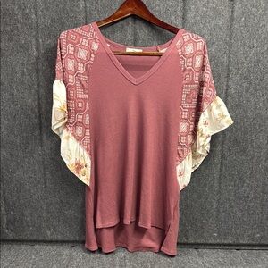 Hummingbird Pink Dolman Sleeve Asymmetrical Blouse